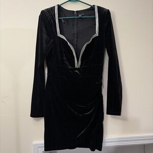Windsor Black Velvet Dress with Silver Trim